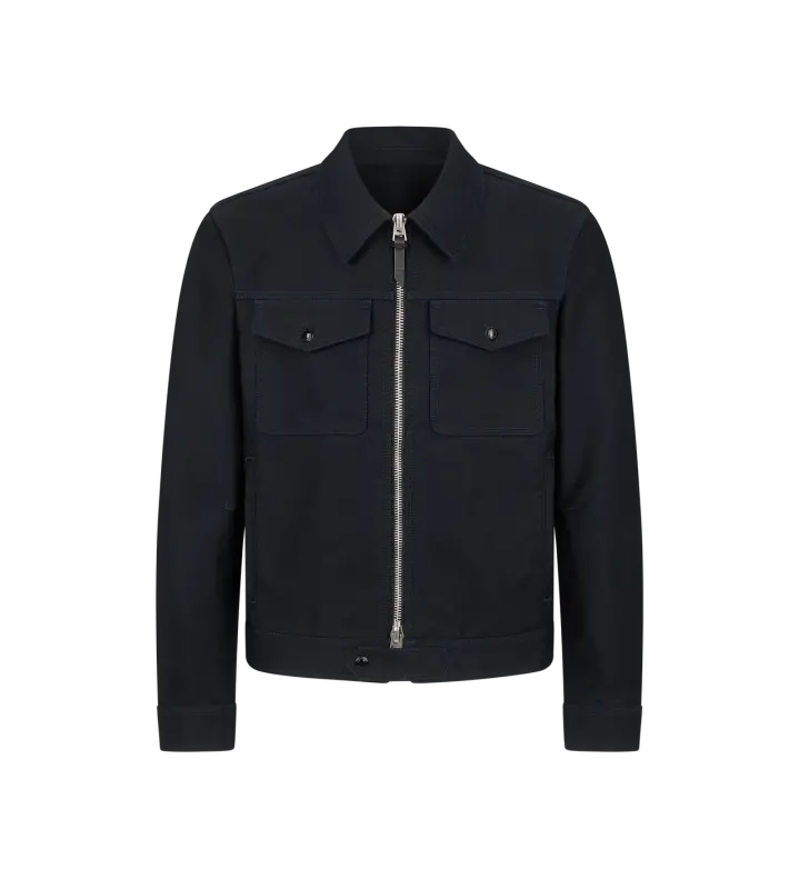 COTTON SATIN BATTLE JACKET MIDNIGHT NAVY online